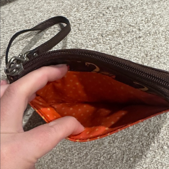 Fossil Key-Per Patent Leather Cowhide Trim Colorful Swan Wristlet Wallet Pouch - Picture 3 of 5